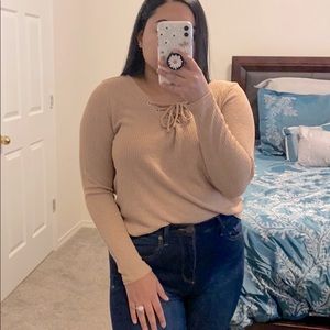 Tan Long Sleeve Blouse